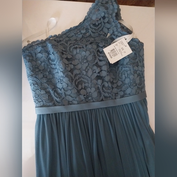 David's Bridal One-Shoulder Blue Gown - Picture 2 of 2